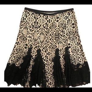 Diane von Furstenburg silk/lace black/cream skirt